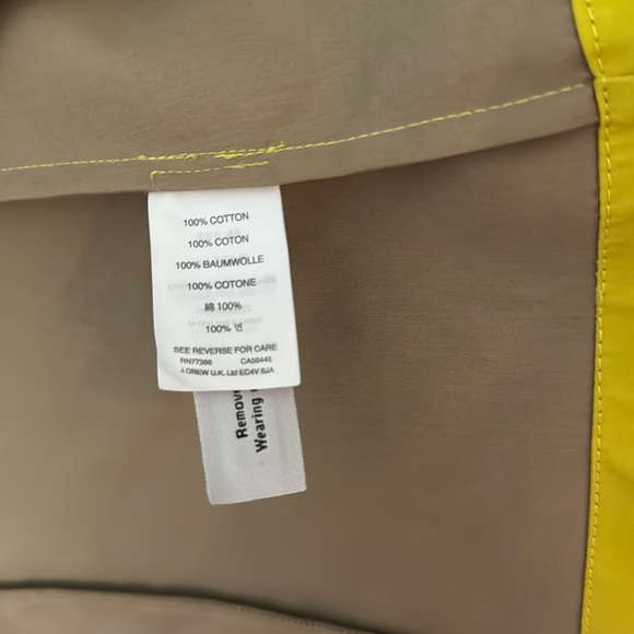 J.CREW Swing Trench Coat in yellow cotton, detachable hood, pockets Sz M NEW - Picture 15 of 16